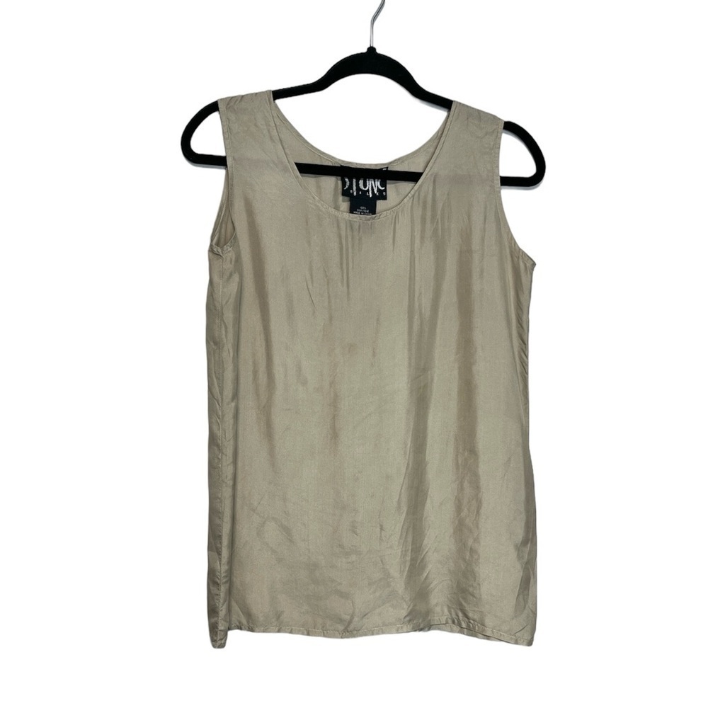 Stone Silks Sleeveless Tan 100% Silk Blouse, size S
